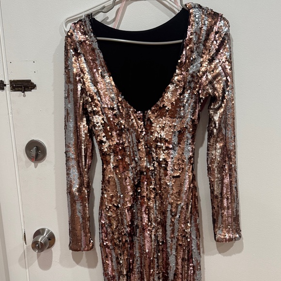 Dress the Population Rose Gold Sequin Long Sleeve Dress - Picture 2 of 2
